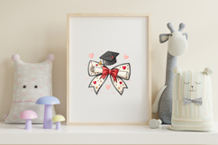 Graduation Heart Coquette Bow Clipart, coquette bow, PNG Product Image 7