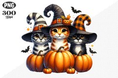 Halloween Cat And Pumpkin Sublimation - Clipart PNG Design Product Image 1