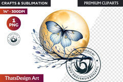 Autumn Butterfly and flower Clipart: Moody Floral PNG Product Image 1