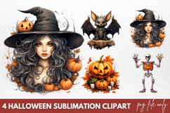 Watercolor Halloween Sublimation Clipart PNG Product Image 1