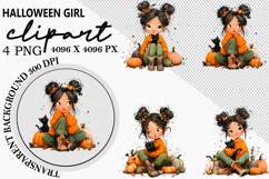 Halloween girl clipart Watercolor PNG Product Image 1
