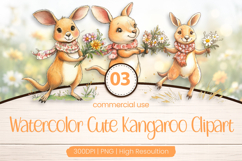 Watercolor Cute Kangaroo Clipart PNG Product Image 1