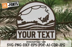 Fishing Name Sign SVG, Round Door Hanger, Laser Cut File Product Image 1