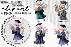 Whimsical Graduation Grandma Clipart Watercolor PNG Product Image 1