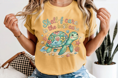 Shell-f Care Turtle PNG, Faux Embroidery Coastal Sublimation Product Image 8