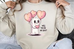 Retro Valentines Day Ghosts Clipart PNG Product Image 1