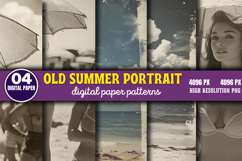 Old Summer Portrait Photos Journal Patterns PNG Product Image 1