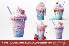 Pastel Christmas Coffee Cup Sublimation Clipart Product Image 1