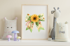 Earthy Boho Sunflower Coquette Bow Clipart Product Image 7