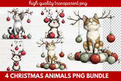 4 Christmas Animals PNG | Cute Festive Wildlife Clipart Product Image 1