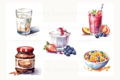 38 digital set watercolor breakfast, 38 breakfast bundle JPG Product Image 8