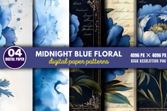 Midnight Blue Floral Backgrounds Bundle PNG Product Image 9