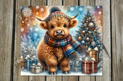Christmas cow | 4 vintage xmas Sublimation Tumbler designs Product Image 4