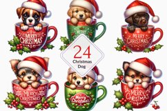 Cute Christmas Dog clipart, Dog Sublimation bundle Product Image 1