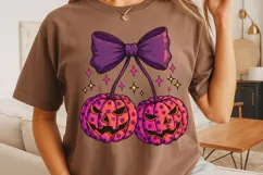 Retro Pumpkin Cherries Png, Girly Halloween Pumpkin Png. Product Image 7