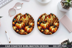 Pumpkin Car Coaster Sublimation| Halloween Coaster PNG Product Image 1