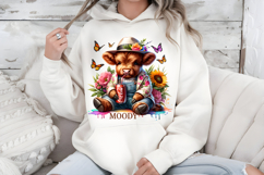 Moody Highland Cow PNG, Floral Soda Cup Sublimation Product Image 7