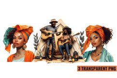 Watercolor Black Women Clipart, PNG Product Image 1