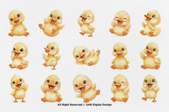 15 Bundle Watercolor Cute Baby Duck Cute Animal Farm Yellow Product Image 8