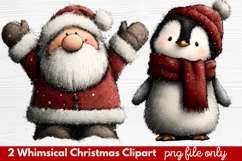 2 Whimsical Christmas Clipart | Cute Holiday PNG Set Product Image 1
