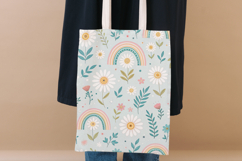 Pastel Daisy Rainbow Seamless Pattern Bundle, Cute Floral Product Image 8