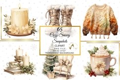 Watercolor Winter Cozy Snowy Snapshots Clipart Bundle Product Image 5