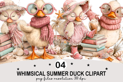 Whimsical Summer Duck Clipart Watercolor png Product Image 1