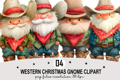 Whimsical Western Christmas Gnome Clipart Watercolor PNG Product Image 1