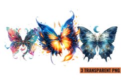 Watercolor Magic Butterflies Clipart, PNG Product Image 1