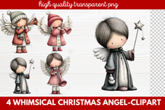 4 Whimsical Christmas Angel Clipart | Cute Holiday Angel PNG Product Image 1