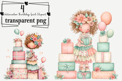 Whimsical Birthday Girl Clipart Watercolor PNG Product Image 1