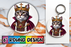 Joyful Circle Keychain Sublimation PNG, Royal Cat Product Image 1