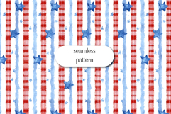 Patriotic Stripe and Star Seamless Watercolor Pattern Product Image 1