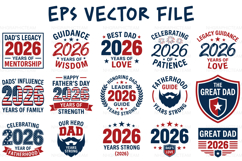 Father's Day 2026 Patriotic Dad Badge Bundle for T-Shirt POD Product Image 1