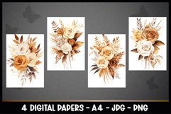 4 Beautiful Flowers Digital Papers I Junk Journal Pages Product Image 2
