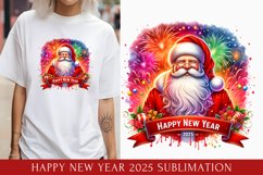 Happy New Year 2025 Sublimation, christmas santa clipart Product Image 1