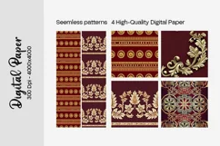 Burgundy Digital Papers | Floral Digital paper Product Image 2