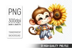 Cute Monkey , Animal Sublimation Clipart PNG Product Image 1