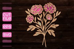 3D Layered Peonies Flowers laser cut,Layered Paper Cut SVG Product Image 1
