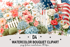 Whimsical Bouquet Clipart Watercolor Png Product Image 1