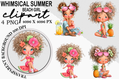 whimsical summer beach Girl Clipart Product Image 3