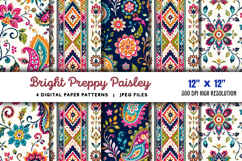Bright Preppy Paisley Digital Paper JPG Product Image 1