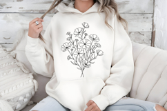 Wildflowers Floral PNG, Fine Line Art Botanical Sublimation Product Image 2