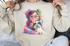 Colorful Girl Dog Clipart PNG Product Image 1