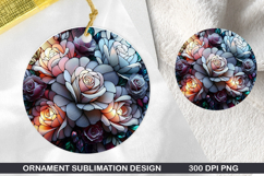 Flower Stained Glass Ornament PNG, Digital Download File Product Image 1