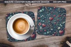 Valentine Coaster Sublimation, Valentine Coaster PNG Design Product Image 1