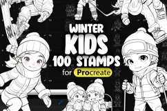 100 Procreate Winter Kids Stamp Brushes Product Image 1