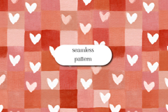 Watercolor Heart Seamless Pattern, Red Pink Valentine Design Product Image 1