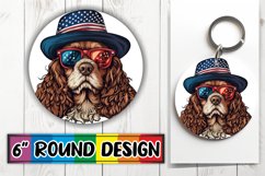 Keychain Design - Dog with American Flag Sublimation Circle Product Image 1