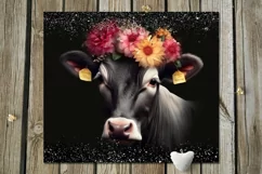 Cow & flowers | 9 Skinny tumbler Sublimation designs, JPG Product Image 8